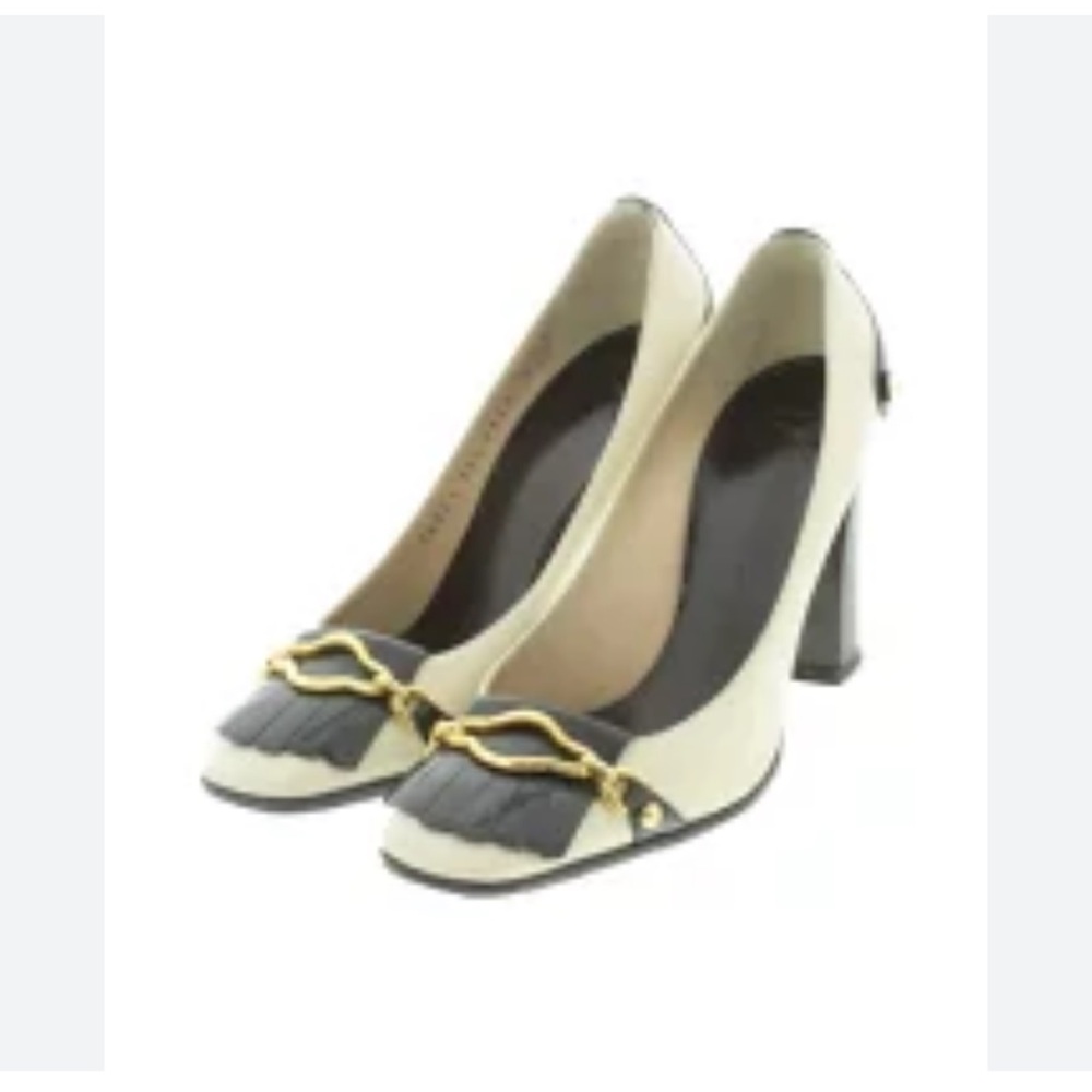 Giuseppe Zanotti Black and Cream Heels with Gold Accent
